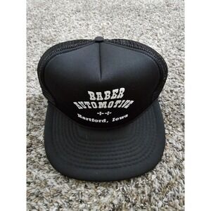 Vtg Barber Automotive Mesh Snapback Trucker Hat Hartford Iowa Gold Medal